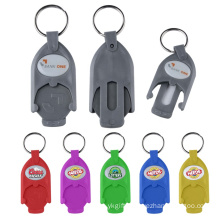Advertising gift OEM logo printed mini cute colorful plastic token coin key ring for 1 euro supermarket shopping cart lock